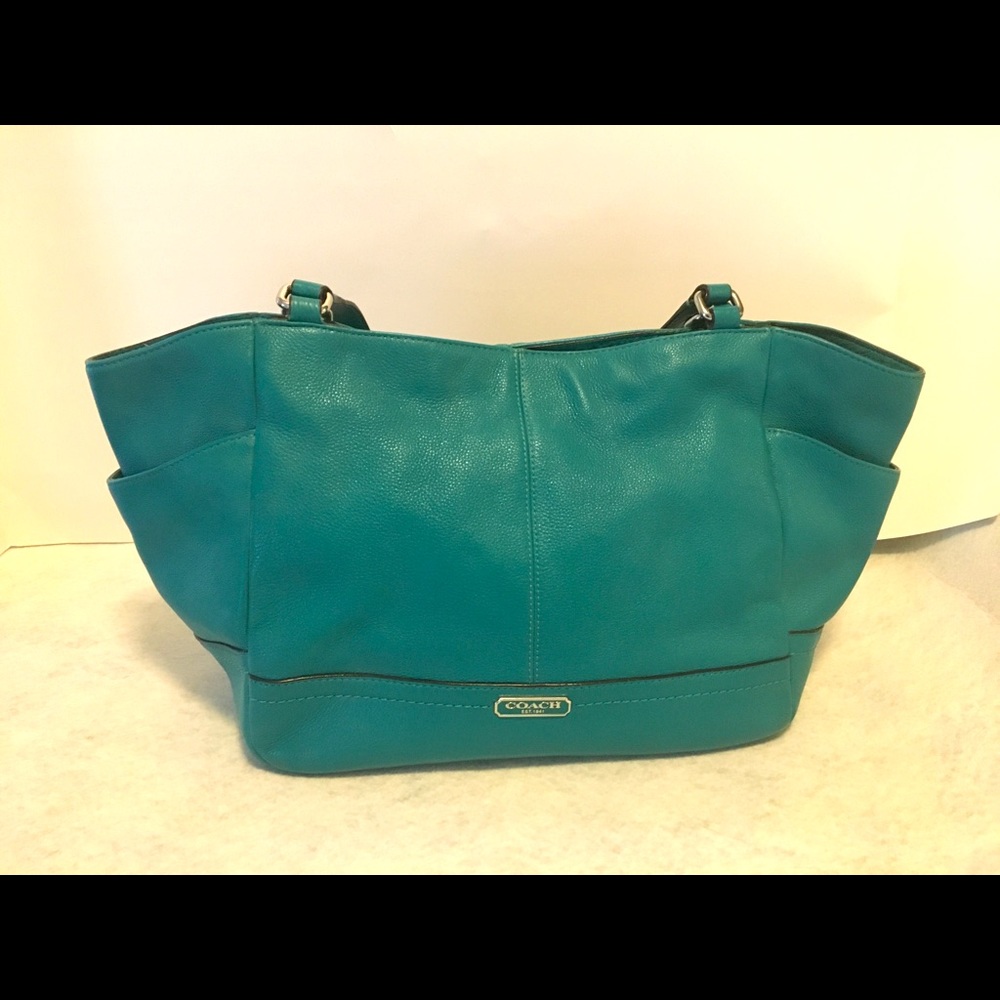 Coach turquoise tote.  Used, good condition.